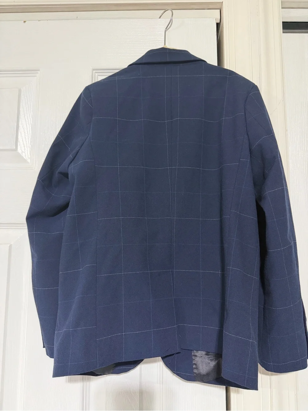 Zara Boys Navy Blue Windowpane Plaid 2-Piece Suit – Size 9 / 140